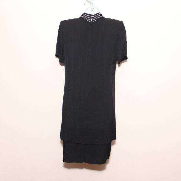 Vintage 80s Virgo II Layered Black Jacket Dress Size Small - Picture 2 of 8